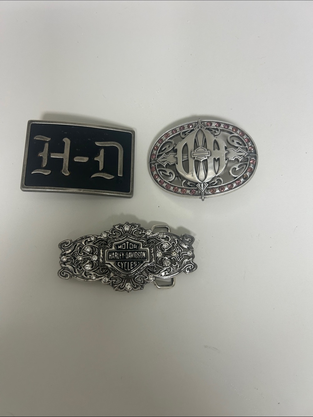 Harley-Davidson Decorative Belt Buckle Trio in Silver with Black Accent